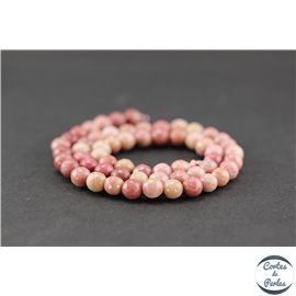 Perles semi précieuses en rhodonite - Ronde/6 mm - Grade A