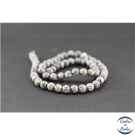 Perles en jaspe feuille d'argent - Rondes/6mm - Grade AB