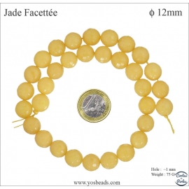 Perles semi précieuses en Jade - Ronde/12 mm - Bouton d'Or