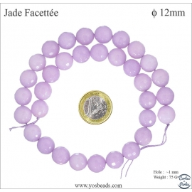 Perles semi précieuses en Jade - Ronde/12 mm - Glycine