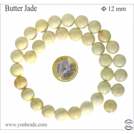 Perles en butter jade - Rondes/12mm