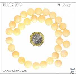 Perles semi précieuses en Jade - Ronde/12 mm - Jaune