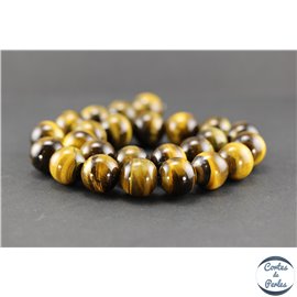 Perles semi précieuses en oeil de tigre - Ronde/16 mm - Grade AB+