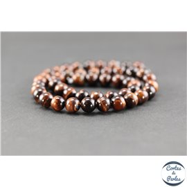 Perles en oeil de tigre maroon - Rondes/8mm