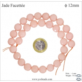 Perles semi précieuses en Jade - Ronde/12 mm - Pêche
