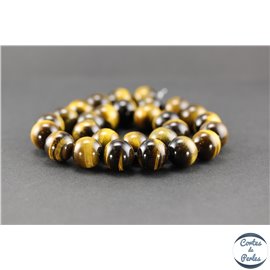 Perles semi précieuses en oeil de tigre - Ronde/14 mm - Grade AB+