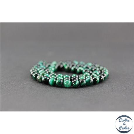 Perles semi précieuses en oeil de tigre vert - Ronde/6 mm