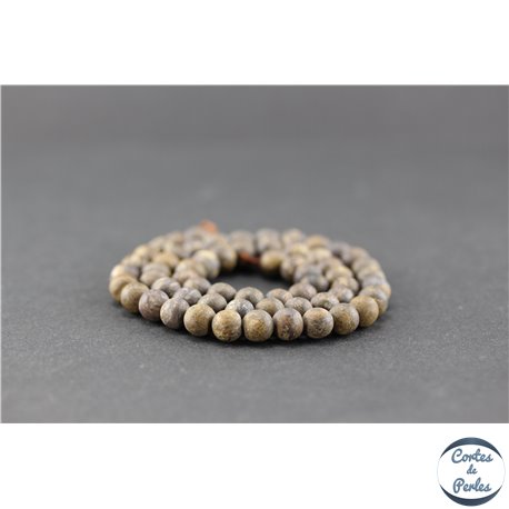 Perles en bronzite dépolie - Ronde/6,5 mm