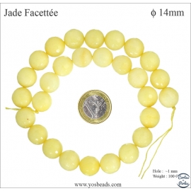 Perles semi précieuses en Jade - Ronde/14 mm - Bouton d'Or