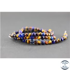 Perles en oeil de tigre multicolores - Rondes/4mm - Grade A