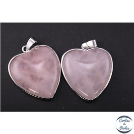 Pendentifs en quartz rose - Coeur/36 mm