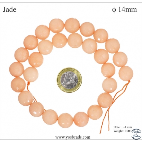 Perles semi précieuses en Jade - Ronde/14 mm - Pêche