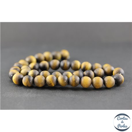Perles dépolies en oeil de tigre - Ronde/10 mm