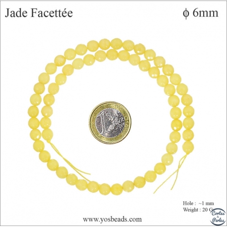 Perles semi précieuses en Jade - Ronde/6 mm - Bouton d'Or