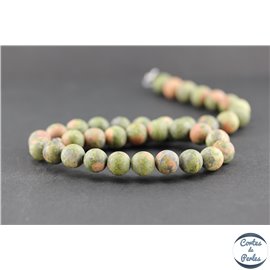 Perles dépolies en unakite - Ronde/10 mm