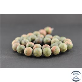 Perles dépolies en unakite - Ronde/12 mm