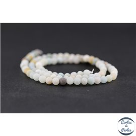 Perles dépolies en amazonite du Brésil - Rondes/4mm - Grade B+