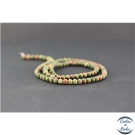 Perles dépolies en unakite - Rondes/4mm