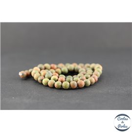 Perles dépolies en unakite - Rondes/6mm