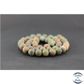 Perles dépolies en unakite - Ronde/8 mm