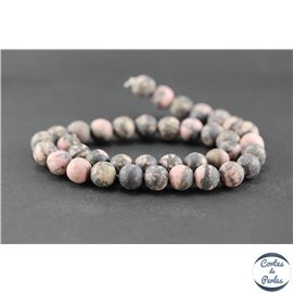 Perles dépolies en rhodonite - Rondes/10mm