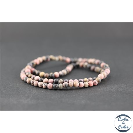 Perles dépolies en rhodonite - Ronde/4 mm