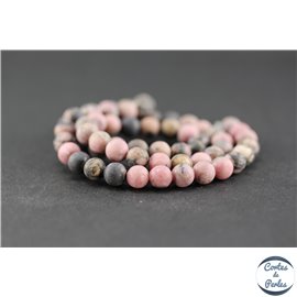 Perles dépolies en rhodonite - Rondes/6mm