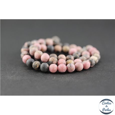 Perles dépolies en rhodonite - Ronde/6 mm