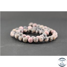 Perles dépolies en rhodonite - Rondes/8mm