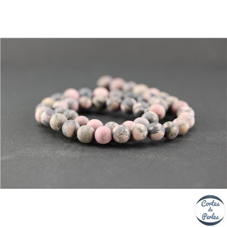 Perles dépolies en rhodonite - Ronde/8 mm