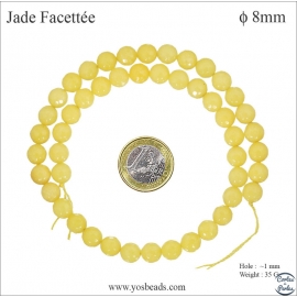 Perles semi précieuses en Jade - Ronde/8 mm - Bouton d'Or