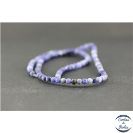 Perles dépolies en sodalite - Ronde/4 mm - Grade A