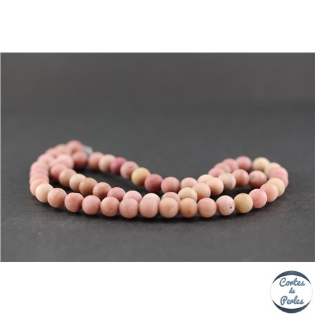 Perles dépolies en rhodonite - Ronde/6 mm