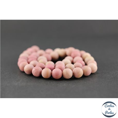 Perles dépolies en rhodonite - Ronde/8 mm