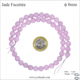 Perles semi précieuses en Jade - Ronde/8 mm - Glycine