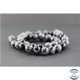 Perles en obsidienne flocon de neige - Ronde/10 mm