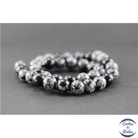 Perles en obsidienne flocon de neige - Ronde/10 mm