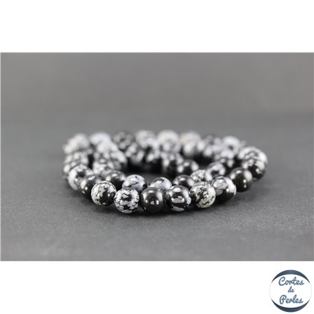 Perles en obsidienne flocon de neige - Ronde/8 mm