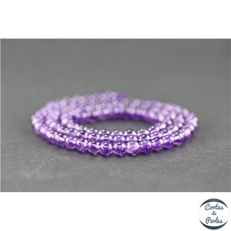 Perles en améthyste - Rondes/4 mm - Grade AA+