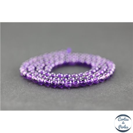 Perles en améthyste - Rondes/4 mm - Améthyste dark - Grade AA+