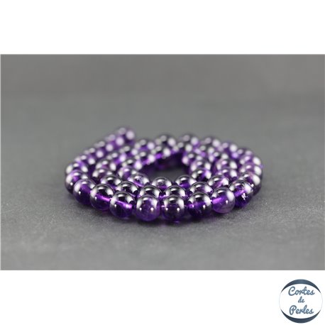 Perles en améthyste dark d'Uruguay - Rondes/8mm - Grade AA