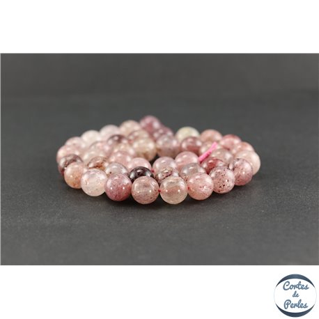 Perles en quartz fraise - Rondes/10 mm