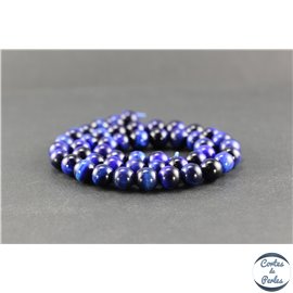 Perles en oeil de tigre bleu roi - Rondes/8 mm - Grade A