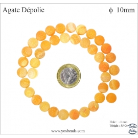 Perles dépolies en agate orange - Rondes/10mm