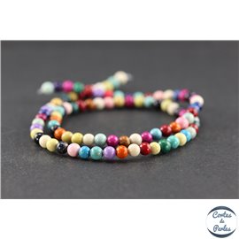 Perles en pierre de fossile multicolores - Rondes/4mm