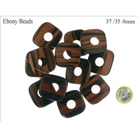 Perles en Bois - Carré/37 mm - Marron