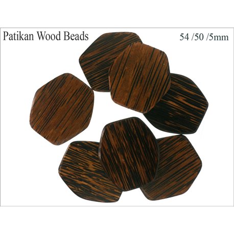 Perles en Bois - Hexagone/54 mm - Marron