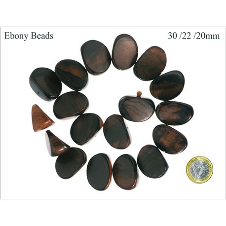 Perles en Bois - Ovale/30 mm - Marron