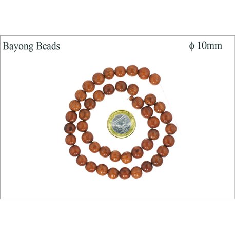 Perles en Bois - Ronde/10 mm - Marron