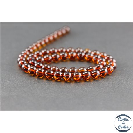 Perles en ambre de la Baltique - Rondes/7 mm - Cognac - Grade A